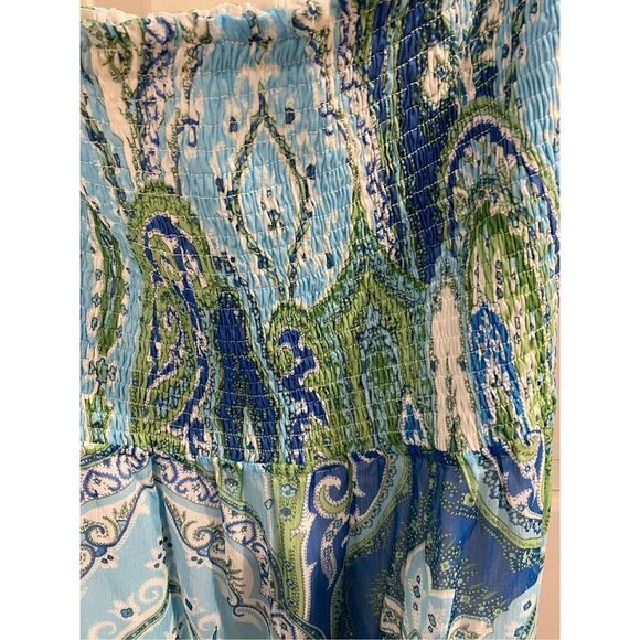 J McLaughlin smocked paisley strapless dress size medium - Picture 2 of 3
